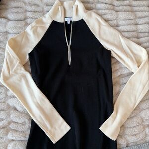 Reiss Black and Cream V-Neck Sweater